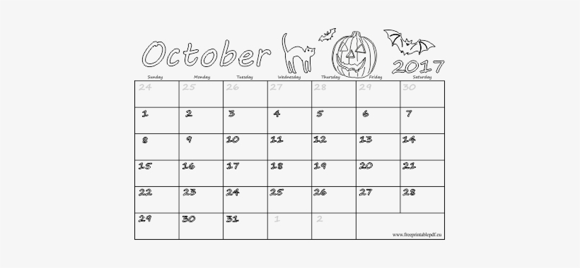 October 2017 Blank Calendar - Free October 2017 Calendar Printable, transparent png #2705201