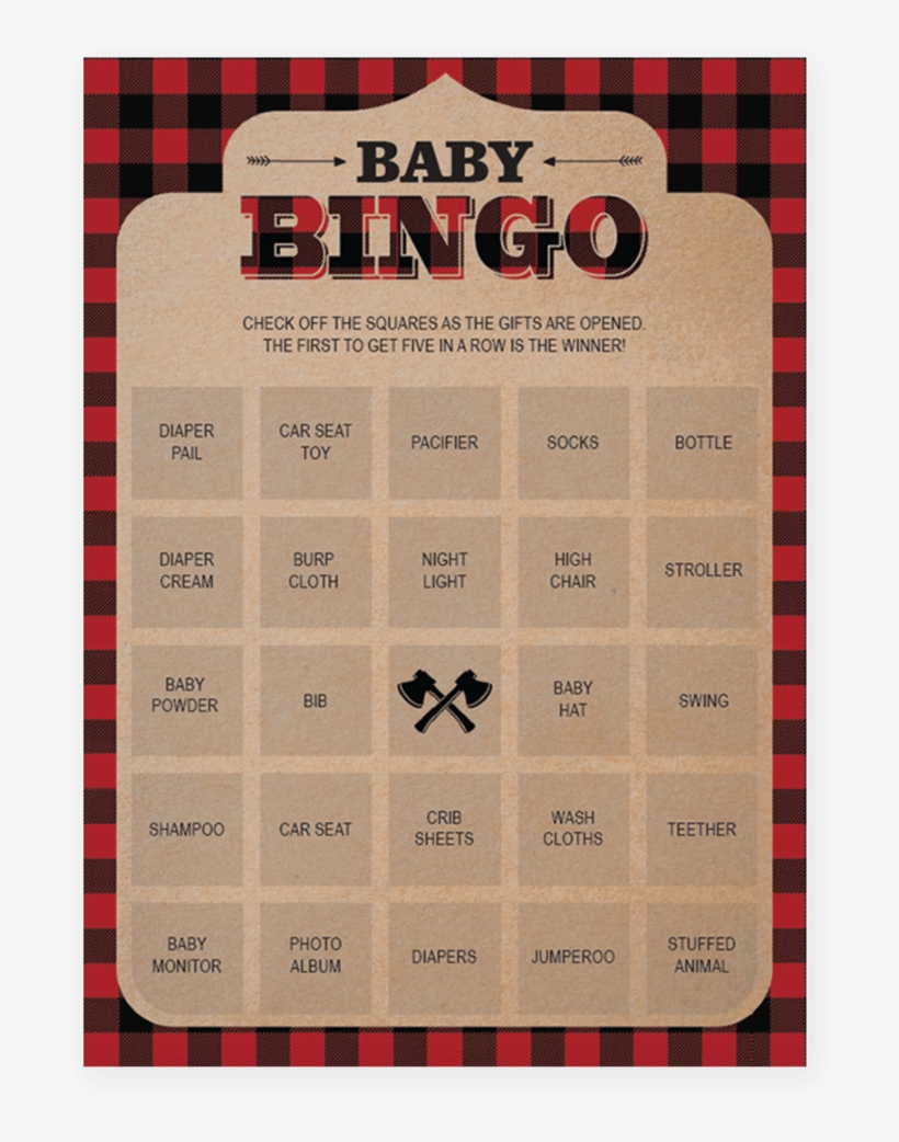Buffalo Plaid Baby Bingo Cards Prefilled, Blank And - Bingo Card, transparent png #2705242