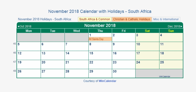Photo Calendar 2018 Free Printable Word Templates - December Holidays 2018 South Africa, transparent png #2705307