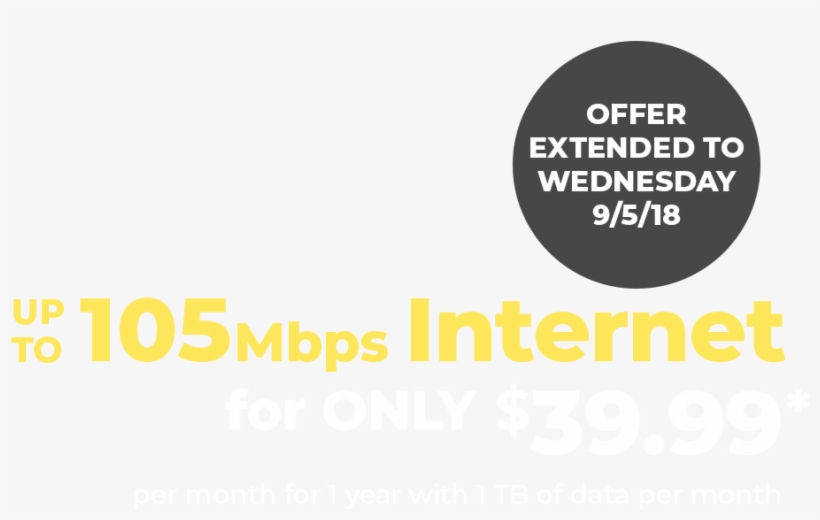 Up To 105mbps Internet For Only $39 - Circle, transparent png #2705697