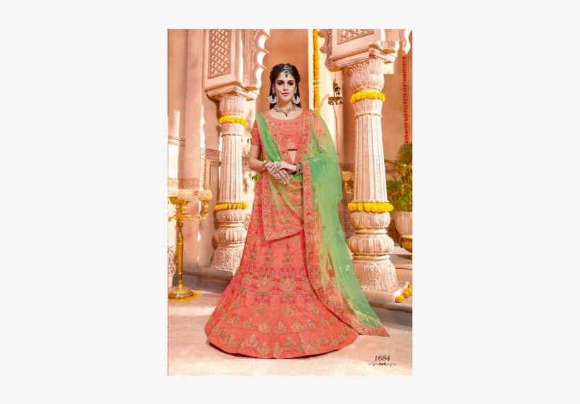 Quick View Deep Peach Taffeta Silk Embroidered Lehenga - Lehenga, transparent png #2707493