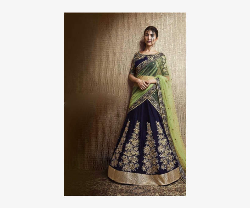 Navy Blue And Green Lehenga, transparent png #2707523