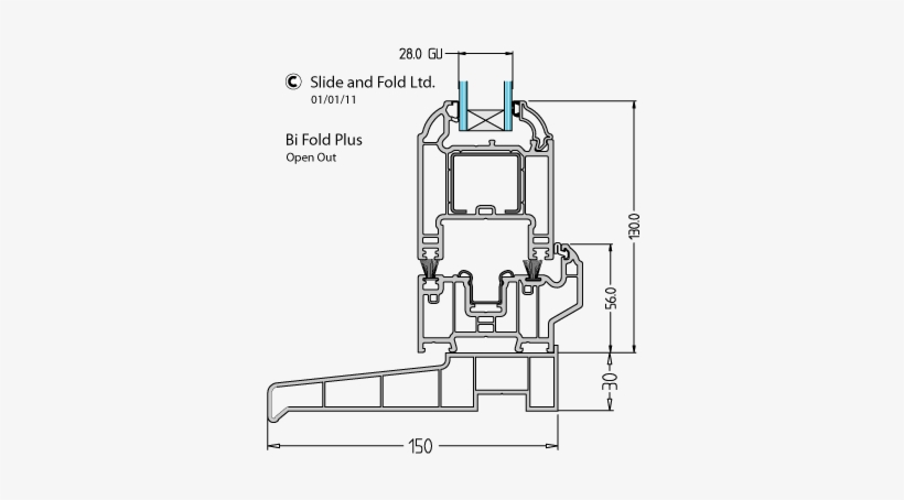 Pvc Threshold For Bifold Plus Door From Linear - Upvc Window Details Dwg, transparent png #2709283