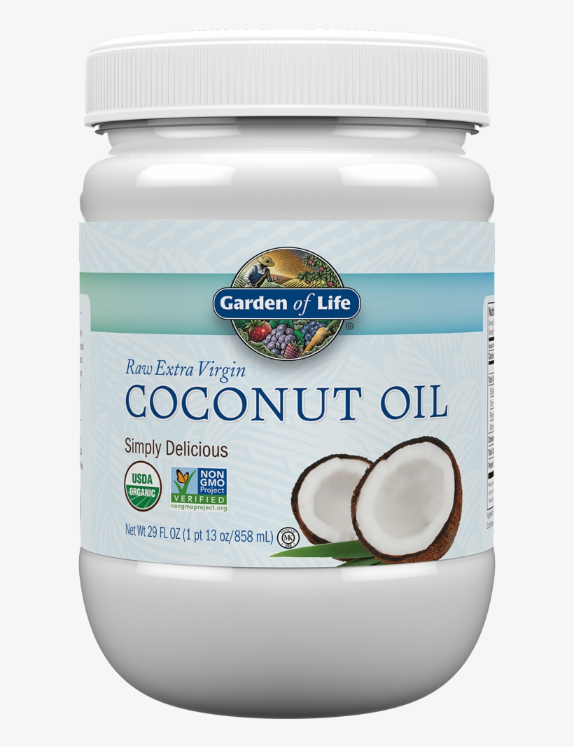 Raw Extra Virgin Coconut Oil Plastic Jar - Garden Of Life - Raw Extra Virgin Organic Coconut Oil, transparent png #2709589