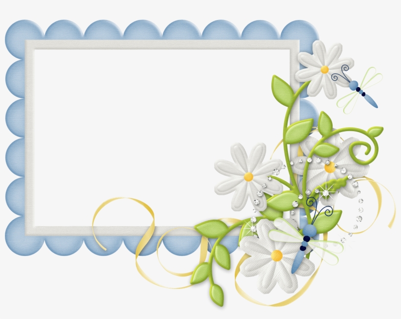 Cute Large Design Blue Transpa Frame With Daisies Gallery - Frames Design Free Download Png, transparent png #2709611