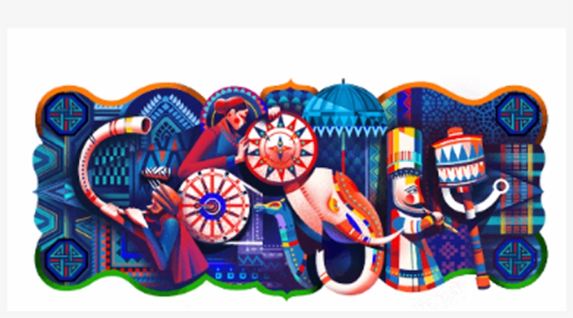 Google Celebrated India's 69th Indian Republic Day - India Republic Day 2018 Google Doodle, transparent png #2711104