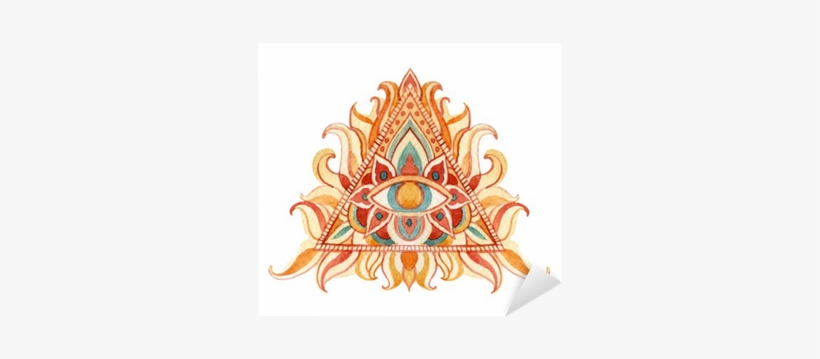Watercolor All Seeing Eye Symbol In Pyramid - Piramide Acuarela, transparent png #2713165
