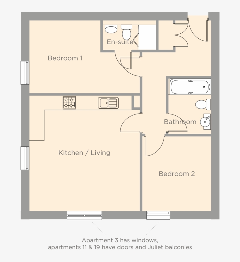 Hemingway Court Plans The Fitzgerald - Kitchen, transparent png #2713836