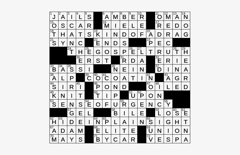 La Times Crossword Answers 27 Jul 2018, Friday - Crossword, transparent png #2714715