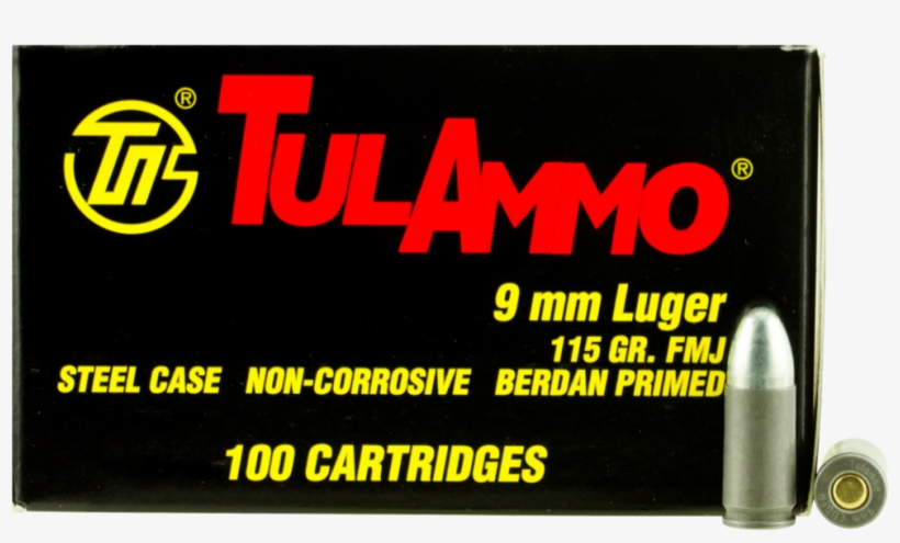Tulammo Ta919100 Centerfire Handgun 9mm 115 Gr Fmj - Tula 7.62 X39 Hollow Point, transparent png #2717216
