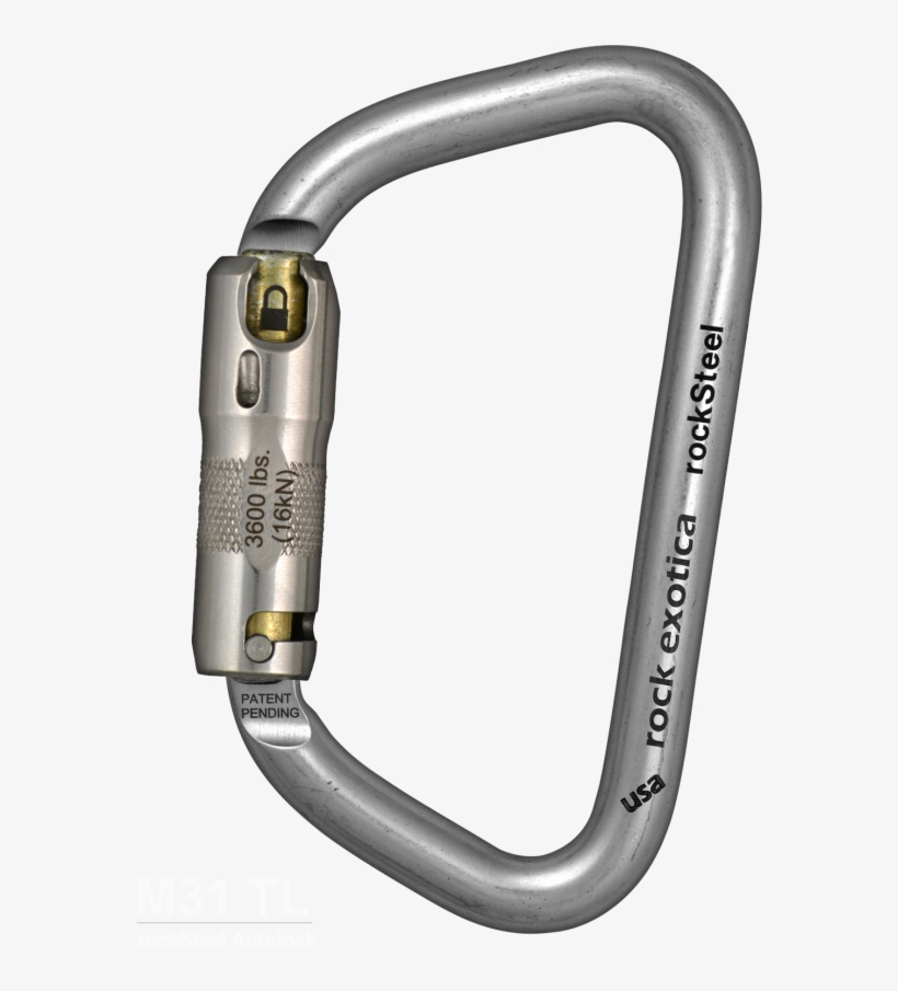 Rocksteel Autolock Carabiner - Rock Exotica M31 Rocksteel Carabiners, transparent png #2718767