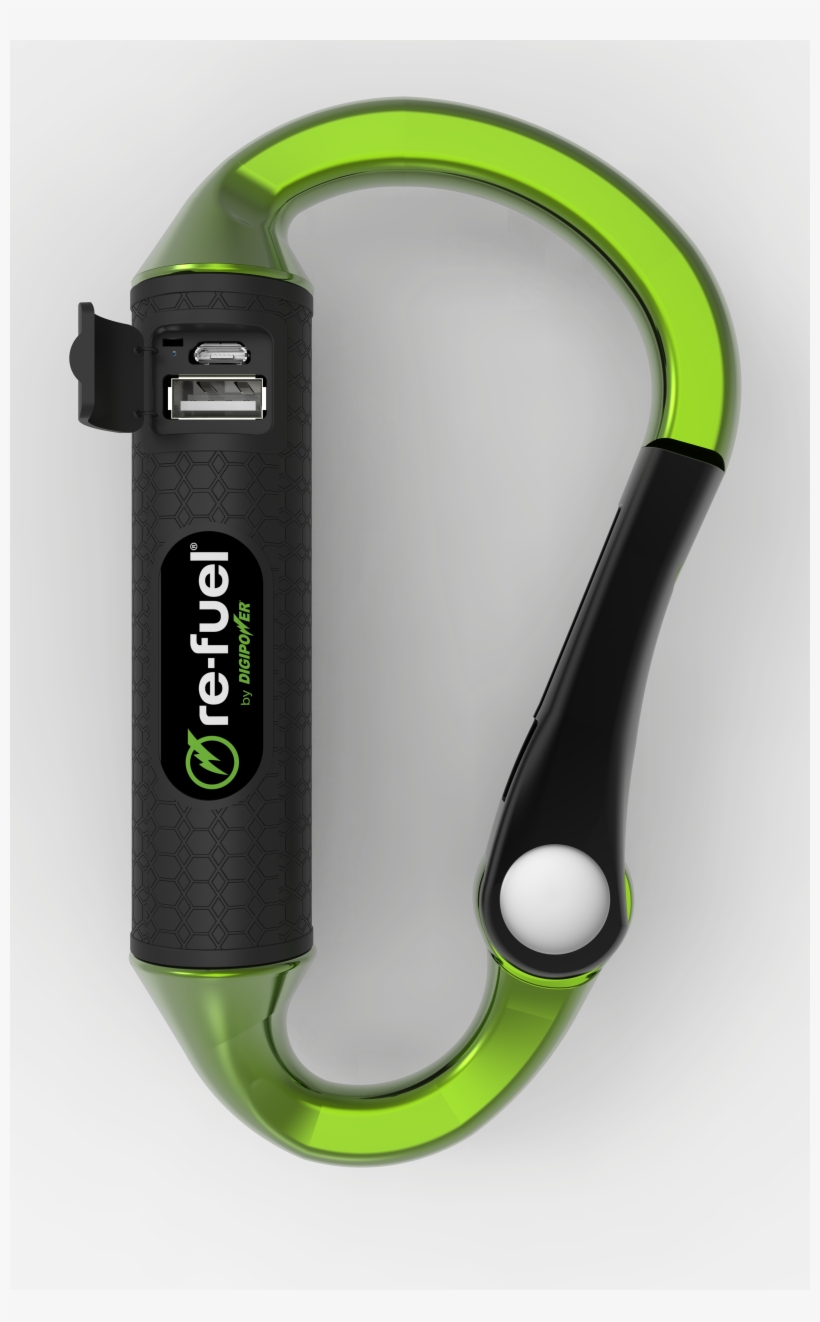 Carabiner Clip With Built-in Portable Charger - Digipower Re-fuel 6-hour Actionpack Battery, transparent png #2719311