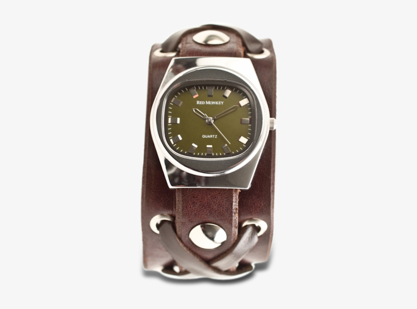 Chocolate X-strap Watch With Vintage Olive Dial, transparent png #2720476