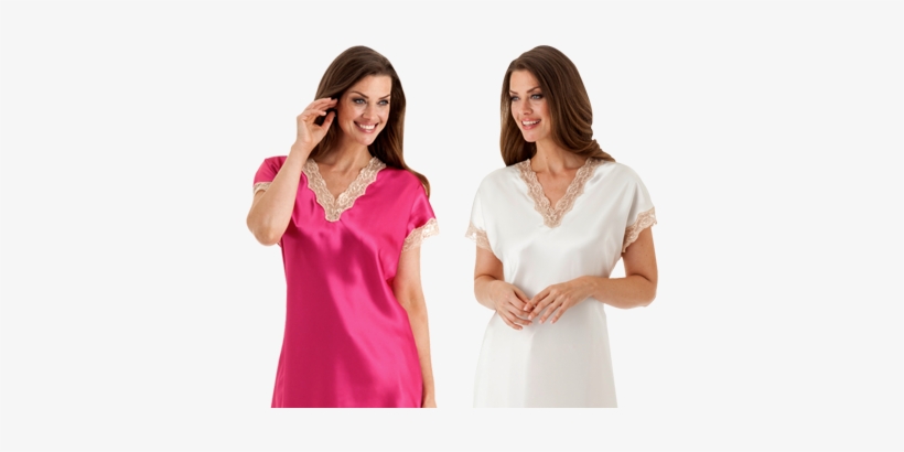 Vintage Sleepshirt 4503 White-pink F - Nightgown, transparent png #2720547