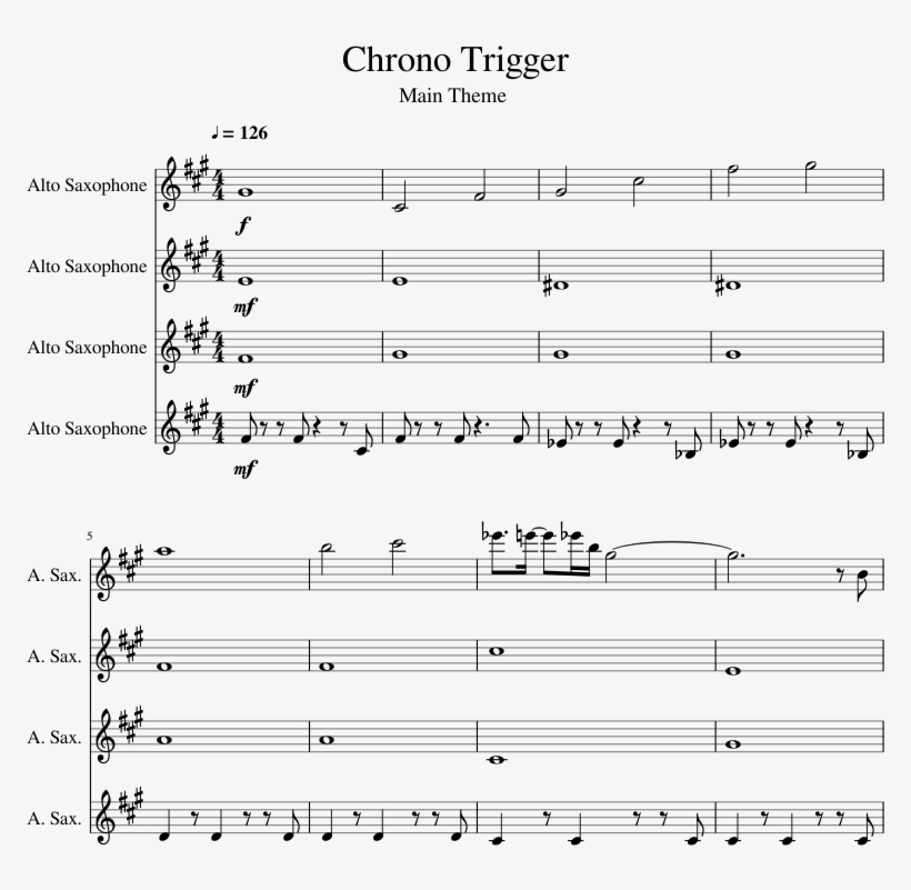 Chrono Trigger Sheet Music 1 Of 5 Pages - Nobunaga's Ambition Music Score, transparent png #2720567