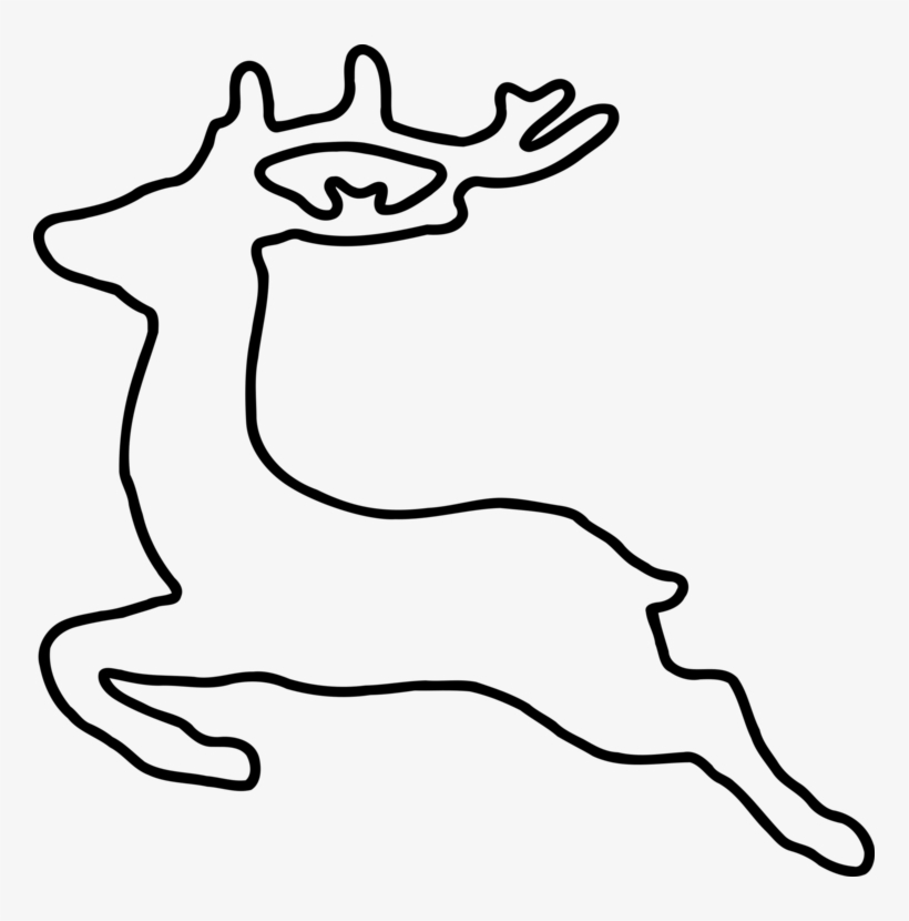 Reindeer Christmas Santa Claus Silhouette - Deer Outline, transparent png #2722452