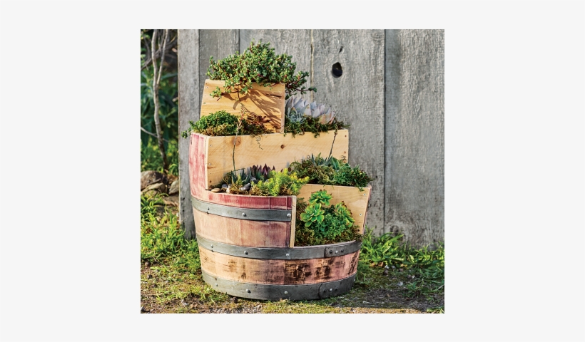 Recycled Wine Barrel Planter - Grass, transparent png #2724945
