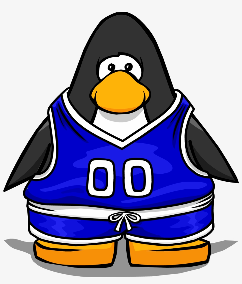 Blue Basketball Jersey On A Player Card - Club Penguin Blue Duffle Coat, transparent png #2725079