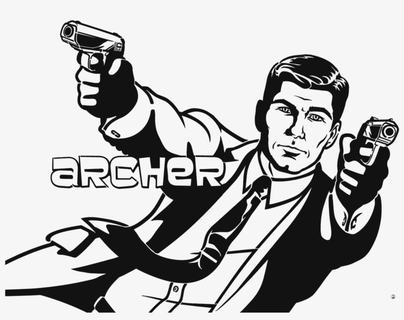 Sterling Archer Plain White Stencil By Heinpold On - Sterling Archer Black And White, transparent png #2725326