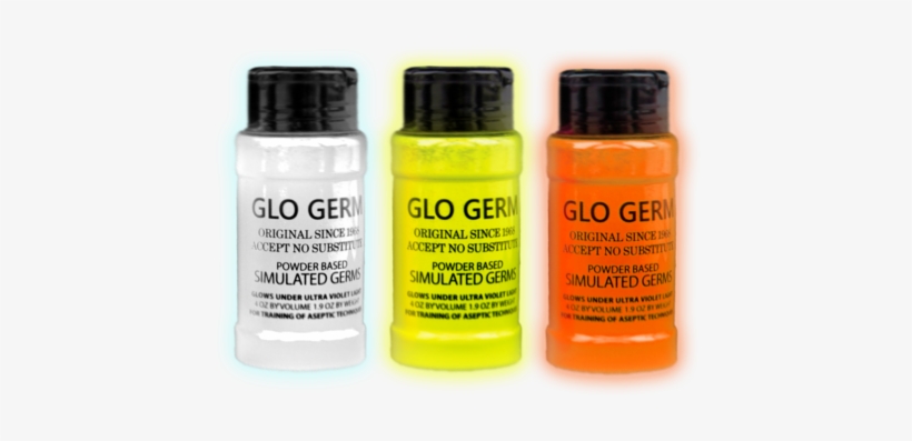 Glo Germ Powder Simulated Germs 3 Pack W/white, Yellow, - Glass Bottle, transparent png #2725718