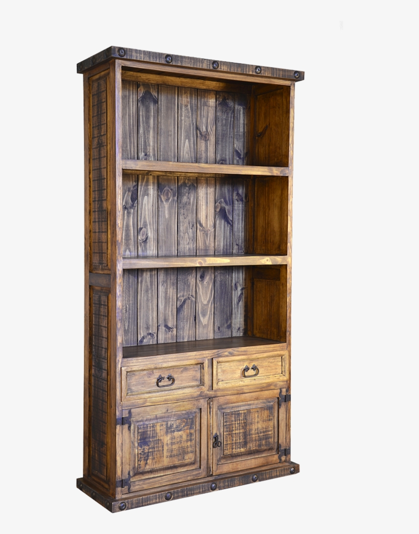 Rustic 2 Drawer 2 Door Bookcase, transparent png #2726747
