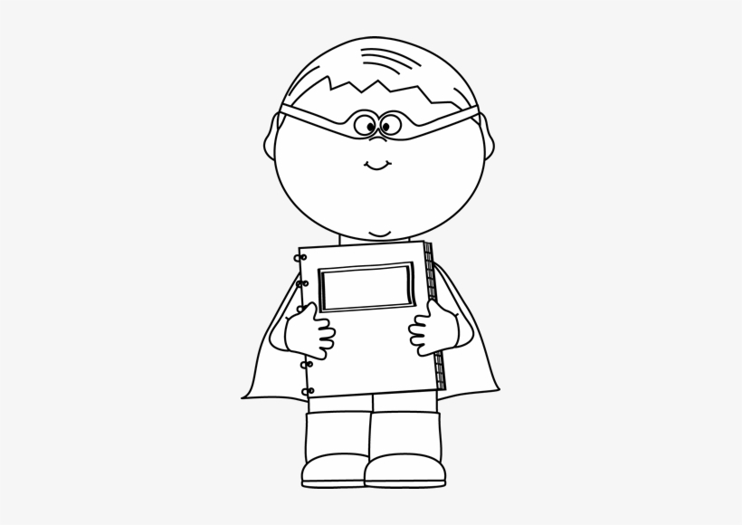 Notebook Clipart Superhero - Notebook Superhero Black And White, transparent png #2727127