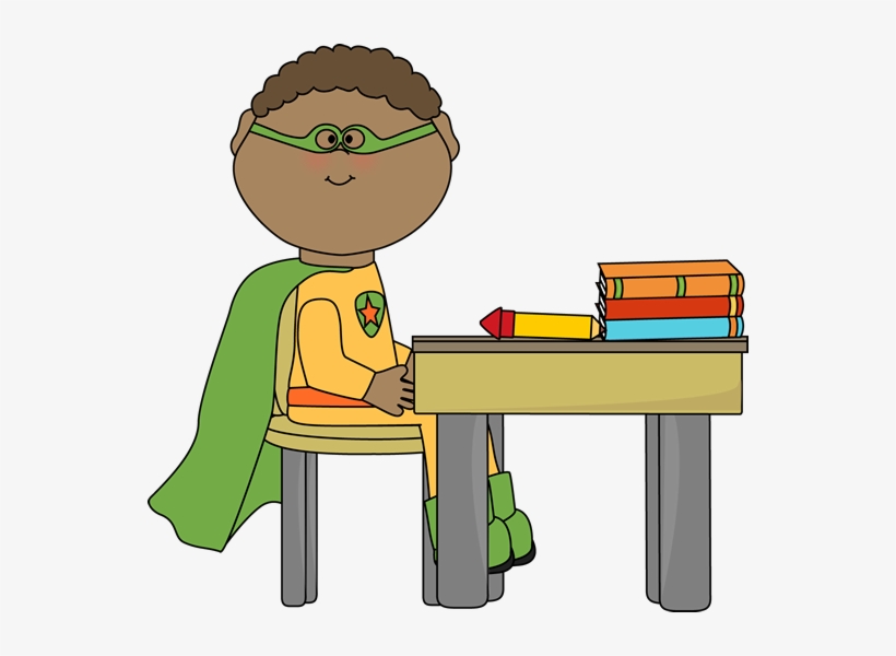Superhero In School - Sit At Table Clipart, transparent png #2727270