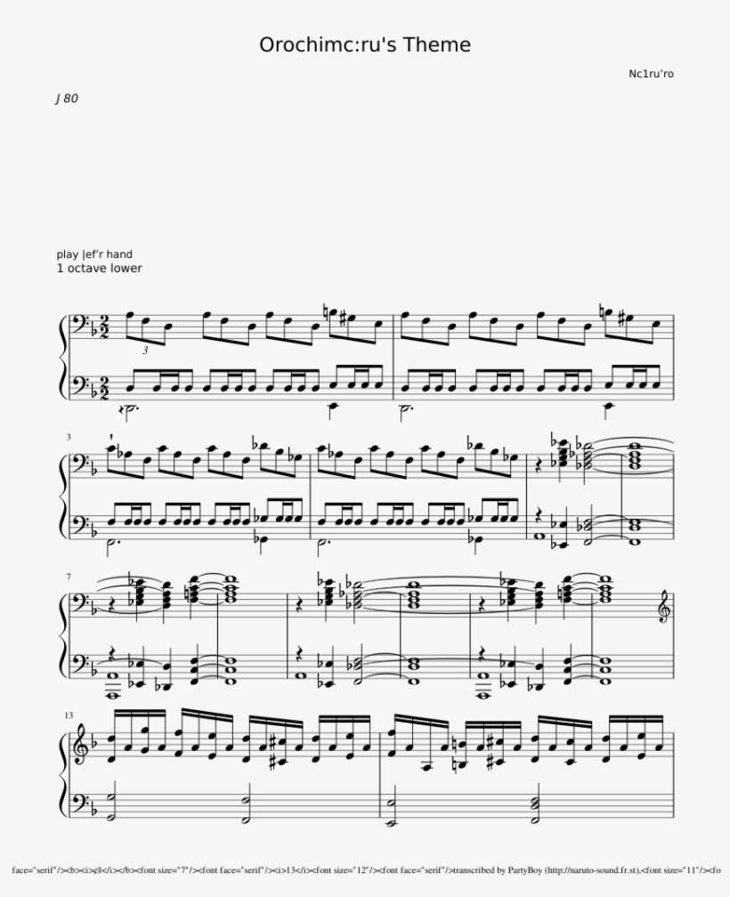 Ru's Theme Sheet Music Composed By Nc1ru'ro 1 Of 6 - Sheet Music, transparent png #2728115