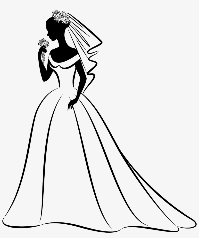 Wedding Dress Clipart Png Download - Drawing Of A Bride, transparent png #2732846