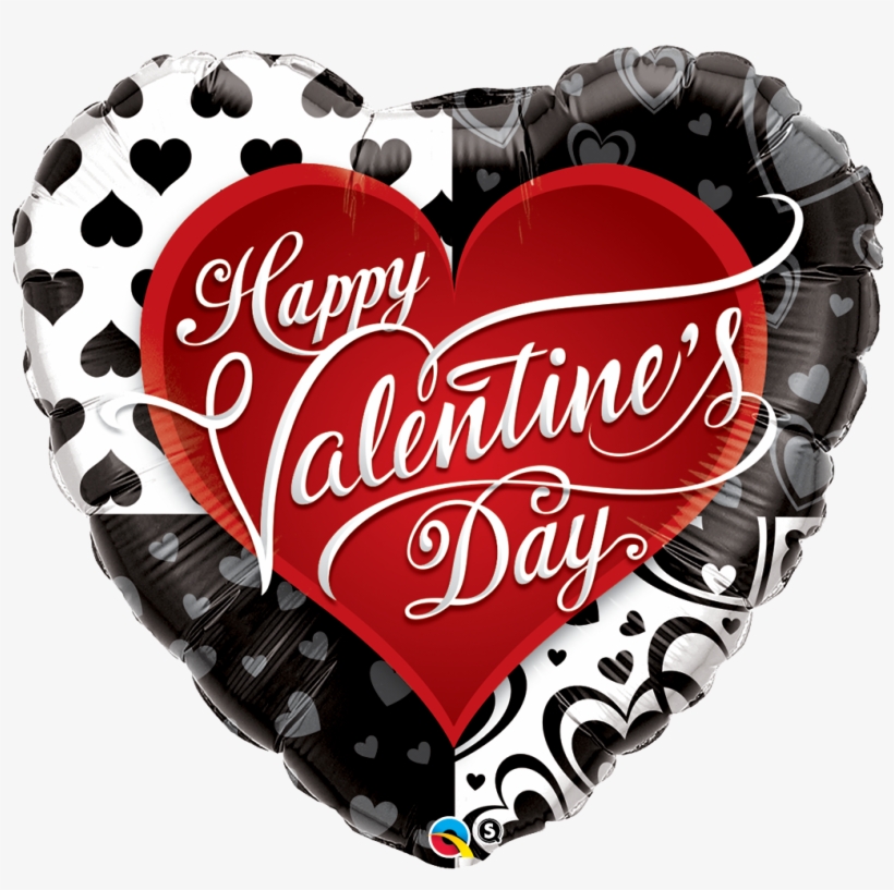 Valentine's Black And Red Hearts 36" Foil Balloon, transparent png #2734680