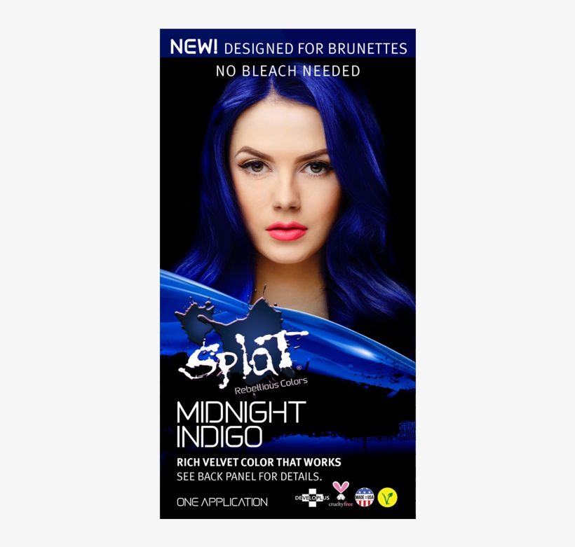 Splat Hair Dye For Brunettes, No Bleach Needed - Splat Indigo Hair Dye, transparent png #2735133