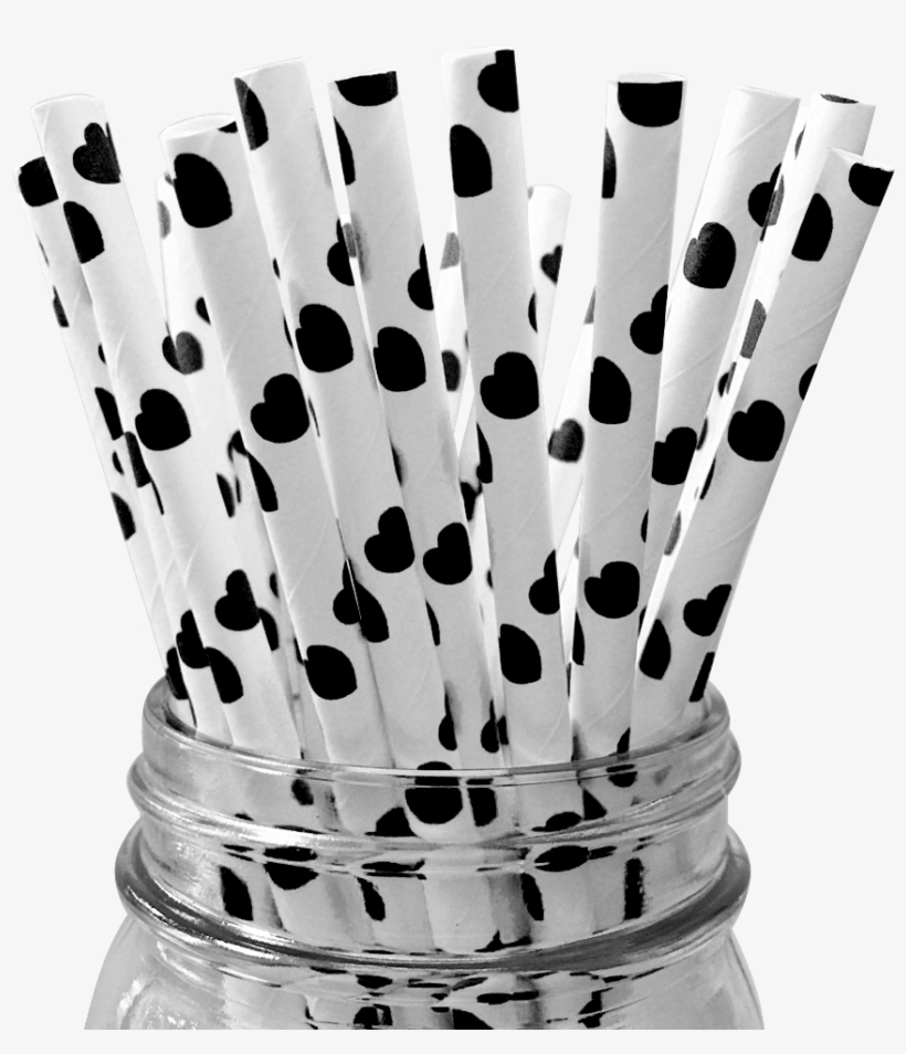 Black Hearts 25pc Paper Straws - Paper, transparent png #2735233
