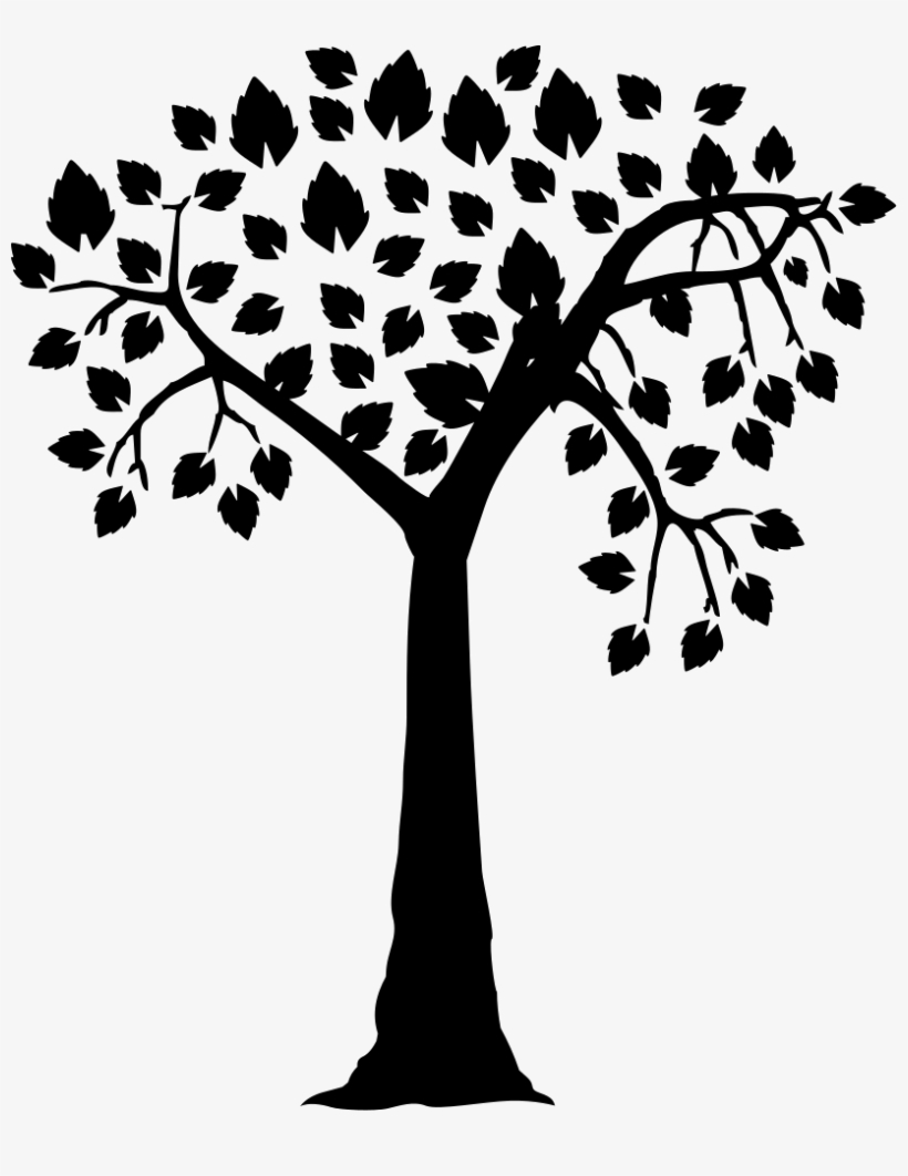 Png File - Black And White Tree With Heart Shaped Leaves, transparent png #2735507