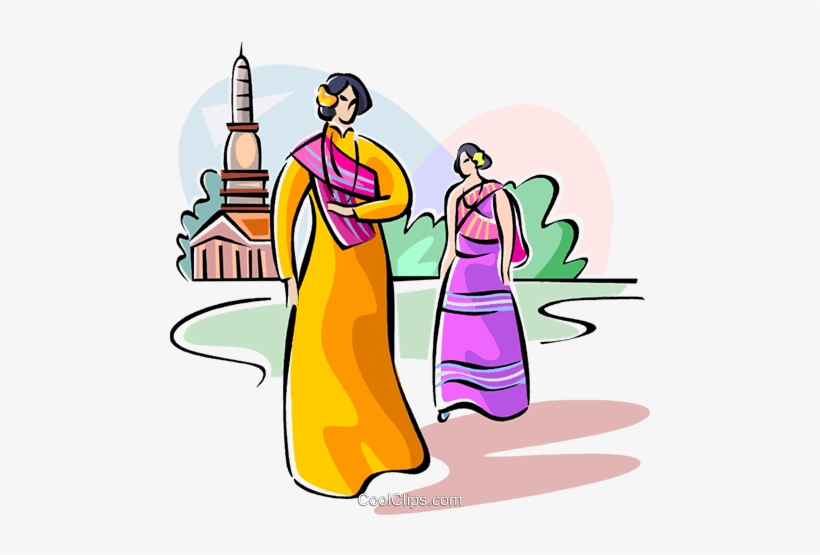 Thai People In Traditional Costume - Thai Clip Art Png, transparent png #2736389