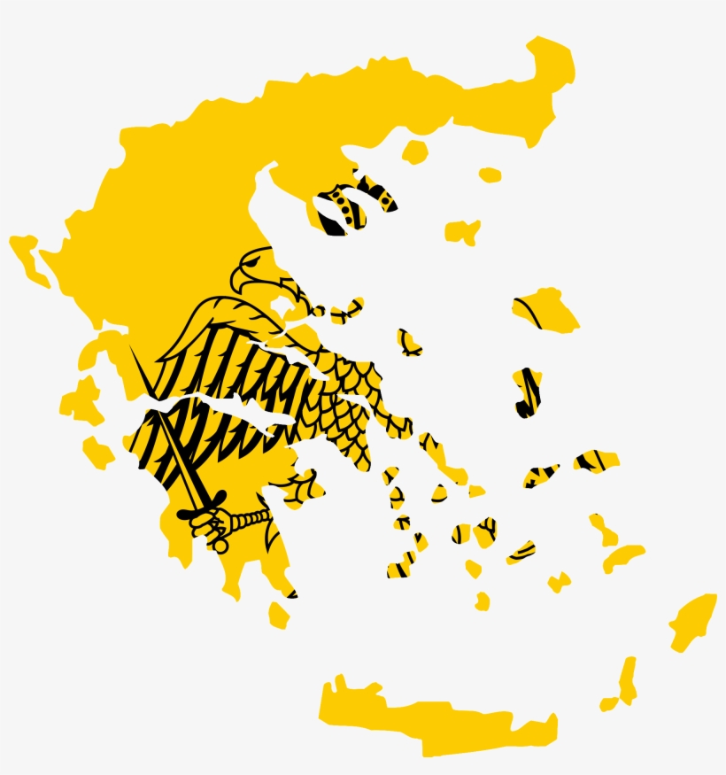 Flag Map Of Greece - Greece Map Vector, transparent png #2737967