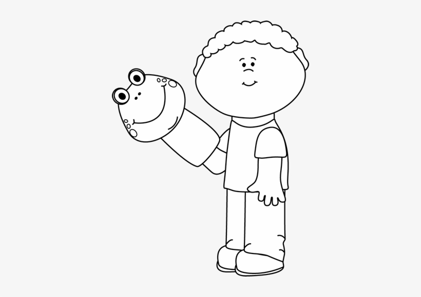 Little Boy Clipart Outline - Puppets Black And White, transparent png #2738273