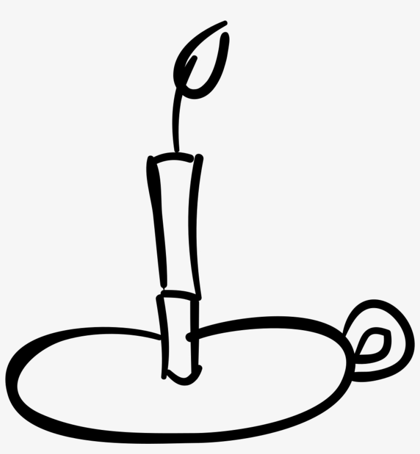 Halloween Burning Candle On Candlestick Outline Comments - Candlestick Outline, transparent png #2738770