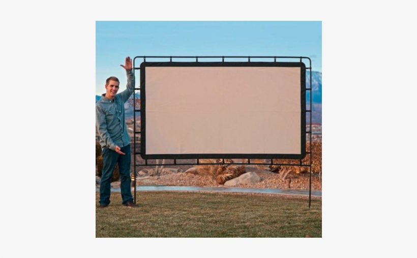 Man Standing Next To A Large Outdoor Movie Screen - Camp Chef Outdoor Entertainment Gear Big Screen Os92l, transparent png #2740305