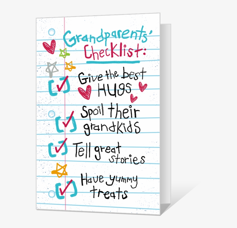 Grandparents Checklist Printable - Grandparents Day Card, transparent png #2741892