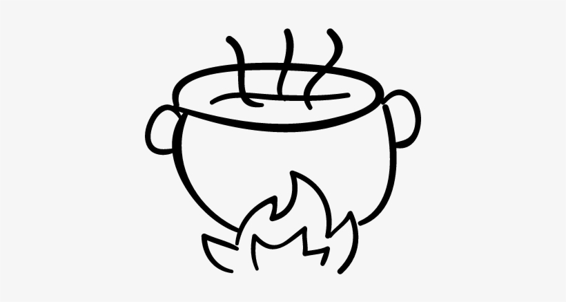 Halloween Cooking With Hot Pot On Fire Vector - Olla En El Fuego Dibujo, transparent png #2742613