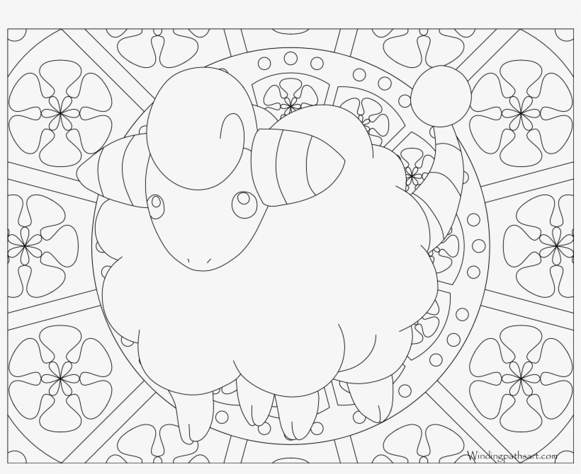 Mareep - Mandala Coloring Pages Pokemon Mew, transparent png #2745055