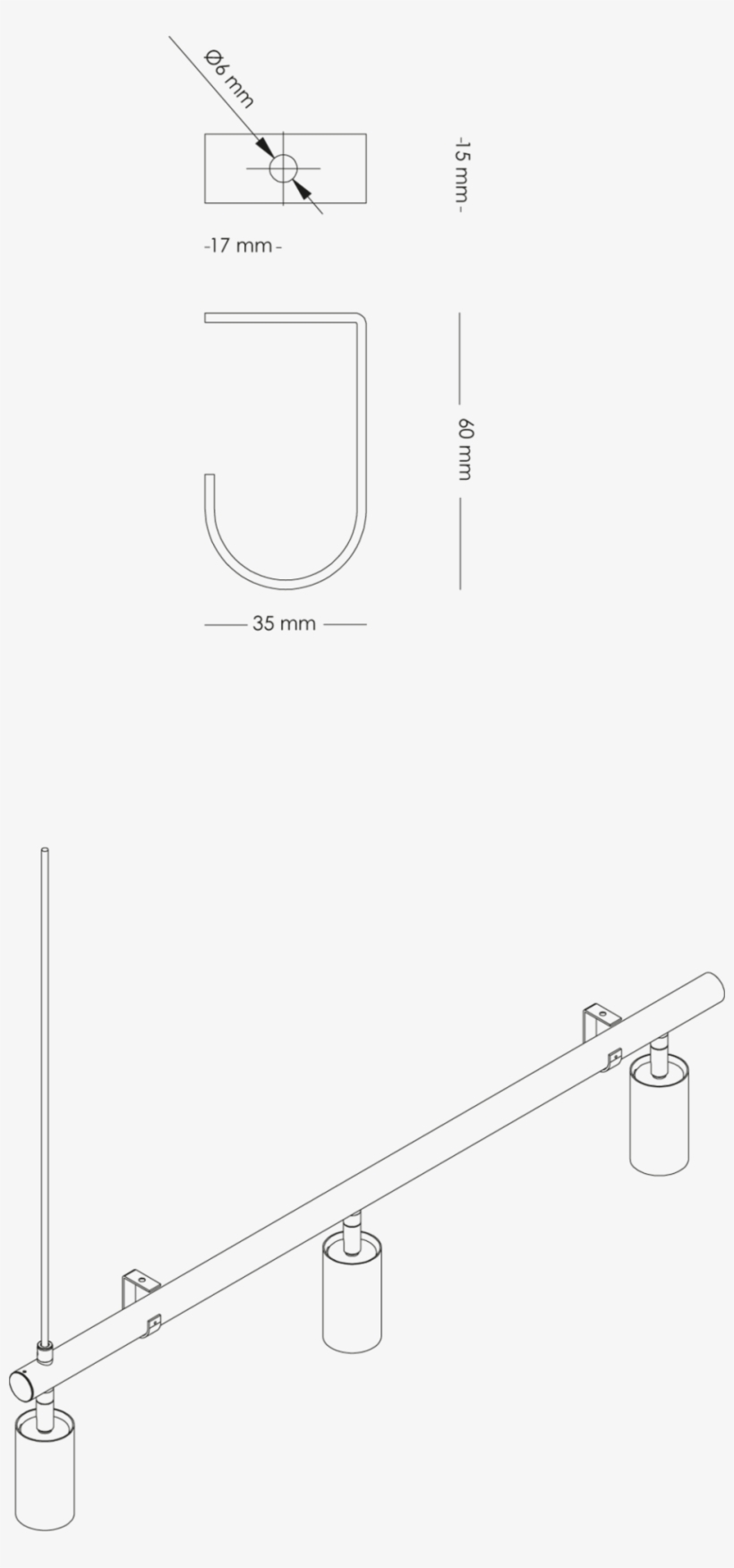 Ceiling Bracket - Long John - Diagram, transparent png #2745859