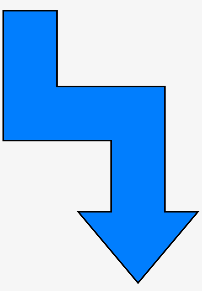 Free Stock Photo Illustration Of A Crooked Blue Down - Arrow Crooked, transparent png #2746209