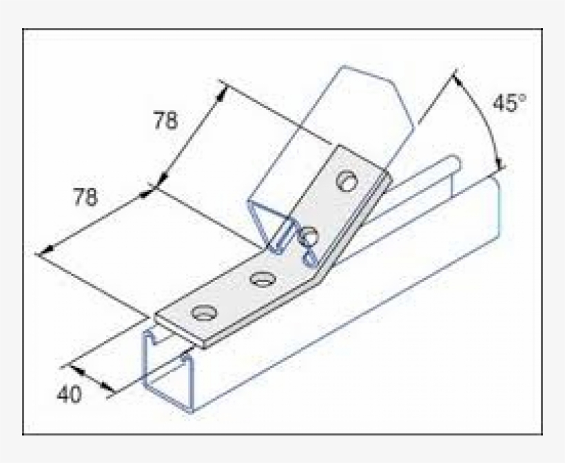 Unistrut 45 Degree Angle Bracket 4 Hole Hot Dip Galvanised - Unistrut 45 Degree Angle Bracket 2 Hole (2x2) Hot Dip, transparent png #2746432