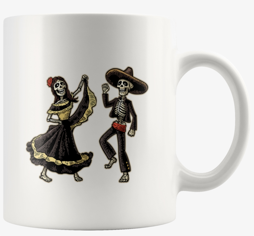 Day Of The Dead Dancing Couple 11oz Mug - Dia De Los Muertos Dress Drawing, transparent png #2748084
