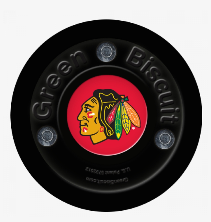 Green Biscuit Chicago Blackhawks Black Stickhandling - Chicago Blackhawks, transparent png #2748221