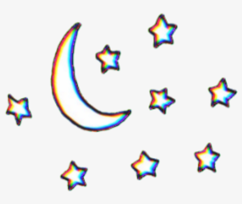 Moon Stars Star Tumblr Glitch Glitchy - Moon And Stars Drawing, transparent png #2749522