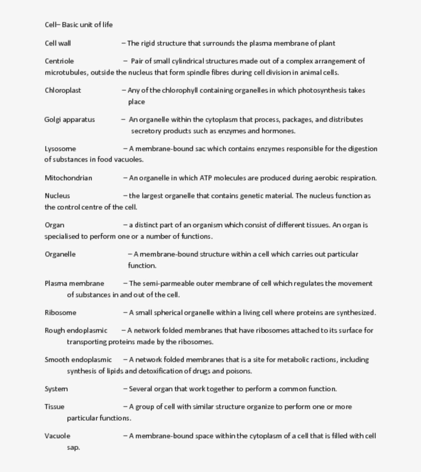 Cell Basic Unit Of Lifecell Wall The Rigid Structure - Document, transparent png #2749556
