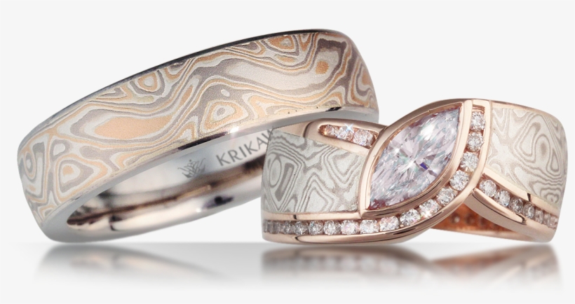 Mokume Gane Wedding Set - Mokume Wedding Band, transparent png #2750932