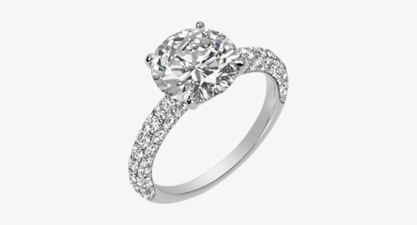 Dia Wedding Band 3019072 Rnd I - Halo Ring With Two Diamonds, transparent png #2751022